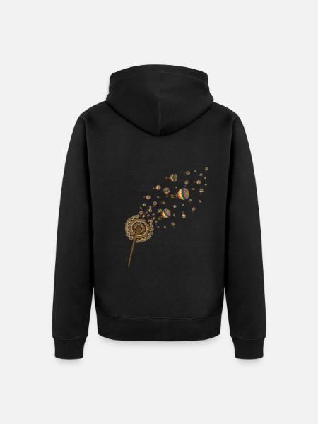 Montgolfière Pissenlit Idée cadeau Montgolfière - Veste à capuche bio Premium Unisexe - noir
