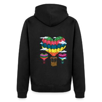 Ballon Herz Ballonfahrer Geschenk Heißluftballon - Unisex Premium Bio Zip Hoodie - Schwarz - Hinten - Nico (187cm)