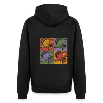 Ballon Fliegen Ballonfahrt Pop Art Heißluftballon - Unisex Premium Bio Zip Hoodie - Schwarz - Hinten - Nico (187cm)