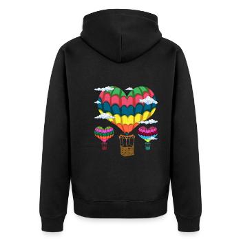 Ballonfahrt Ballon Herz Geschenk Heißluftballon - Unisex Premium Bio Zip Hoodie - Schwarz - Hinten - Nico (187cm)