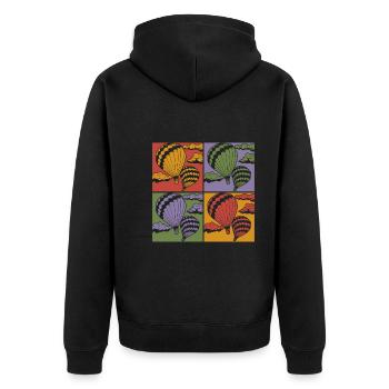 Pop Art Ballonfahrer Geschenkidee Heißluftballon - Unisex Premium Bio Zip Hoodie - Schwarz - Hinten - Nico (187cm)