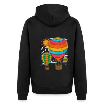 Ballonfahrt Ballon Ballonfahrer Heißluftballon - Unisex Premium Bio Zip Hoodie - Schwarz - Hinten - Nico (187cm)