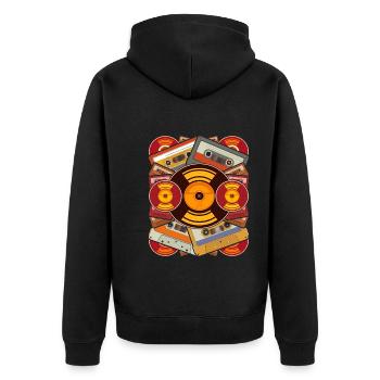 Retro Eighties Gift Cassette de musique des années 80 - Veste à capuche bio Premium Unisexe - noir - Dos - Nico (187cm)
