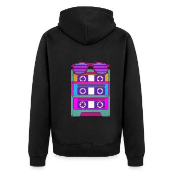 Retro Musik Geschenk 80er Kassette - Unisex Premium Bio Zip Hoodie - Schwarz - Hinten - Nico (187cm)