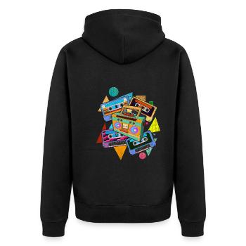 Retro 80s Gift Eighties Cassette de musique - Veste à capuche bio Premium Unisexe - noir - Dos - Nico (187cm)
