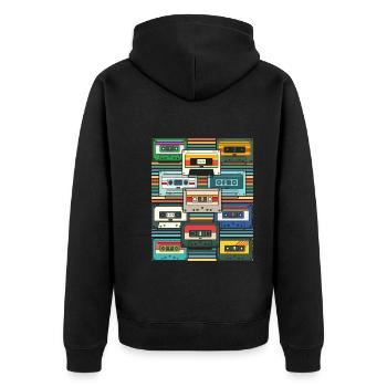 Eighties Retro 80s Cassette - Unisex Premium Organic Zip Hoodie - black - Back - Nico (187cm)