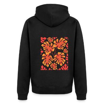 Plants Gift Tropical Leaves Monstera - Unisex Premium Organic Zip Hoodie - black - Back - Nico (187cm)