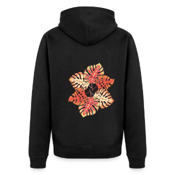 Tropische Monstera Deliciosa Blätter Monstera - Unisex Premium Bio Zip Hoodie - Schwarz - Hinten - Nico (187cm)
