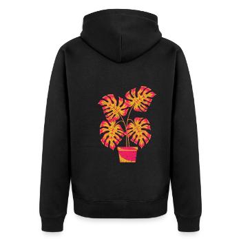 Tropical Houseplant Gardener Gift Monstera - Unisex Premium Organic Zip Hoodie - black - Back - Nico (187cm)