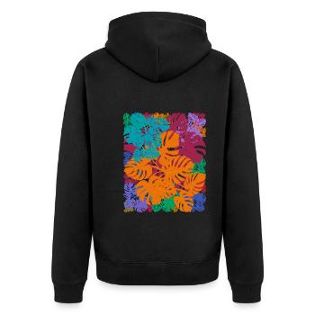 Plantes Feuilles tropicales Monstera Deliciosa - Veste à capuche bio Premium Unisexe - noir - Dos - Nico (187cm)
