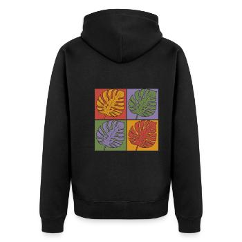 Pop Art Feuilles tropicales Monstera Deliciosa - Veste à capuche bio Premium Unisexe - noir - Dos - Nico (187cm)