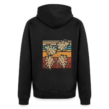 Monstera rétro - Veste à capuche bio Premium Unisexe - noir - Dos - Nico (187cm)