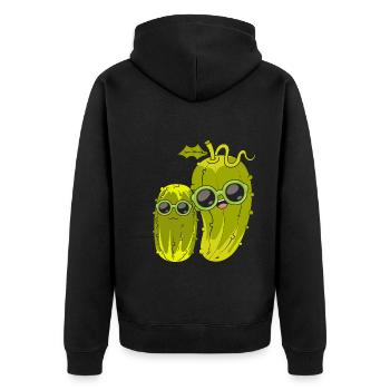 Lustige Gurken Sonnenbrille Gemüse Geschenk Gurke - Unisex Premium Bio Zip Hoodie - Schwarz - Hinten - Nico (187cm)