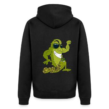 Lustiges Gemüse Geschenk Gürkchen Gurke - Unisex Premium Bio Zip Hoodie - Schwarz - Hinten - Nico (187cm)