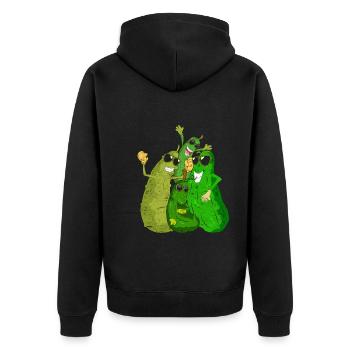 Cooles Gemüse Lustiges Geschenk Sonnenbrille Gurke - Unisex Premium Bio Zip Hoodie - Schwarz - Hinten - Nico (187cm)