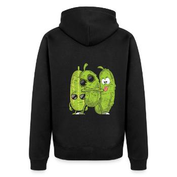 Coole Sonnenbrille Gemüse Geschenkidee Gurke - Unisex Premium Bio Zip Hoodie - Schwarz - Hinten - Nico (187cm)
