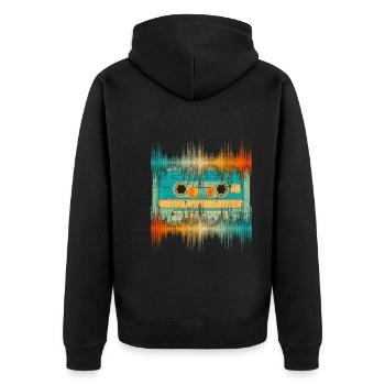 Retro Cassette Music Gift Musician Soundwave - Unisex Premium Organic Zip Hoodie - black - Back - Nico (187cm)