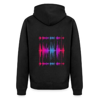 Music Sound Engineering Gift Musician Soundwave - Unisex Premium Organic Zip Hoodie - black - Back - Nico (187cm)