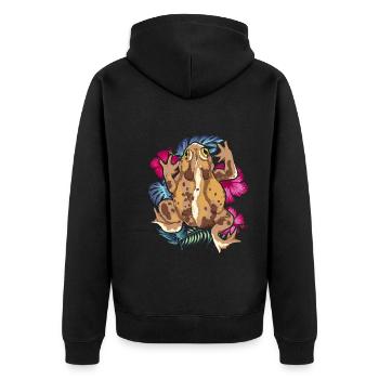 Amphibians Animal Motif Gift Frog Toad - Unisex Premium Organic Zip Hoodie - black - Back - Nico (187cm)