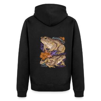 Amphibiens Animal Motif Cadeau Vintage Fleurs Crapaud - Veste à capuche bio Premium Unisexe - noir - Dos - Nico (187cm)