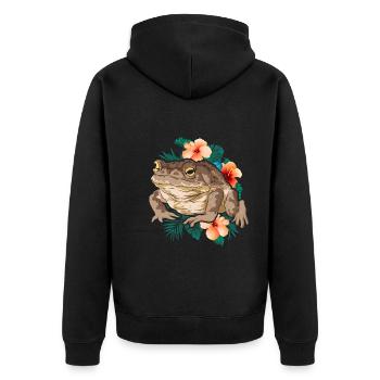 Frog Amphibians Animal Lovers Flowers Toad - Unisex Premium Organic Zip Hoodie - black - Back - Nico (187cm)