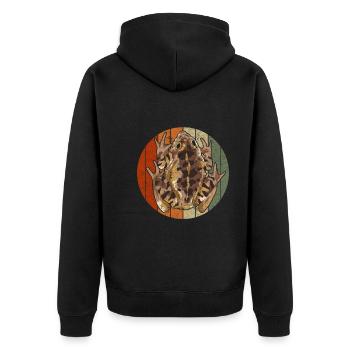 Frog Animal Amphibians Gift Retro Toad - Unisex Premium Organic Zip Hoodie - black - Back - Nico (187cm)