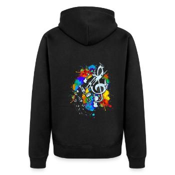 Violin keys Musical instruments Clef - Unisex Premium Organic Zip Hoodie - black - Back - Nico (187cm)