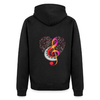 Musician Keyboard Violin Clef Clef Clef - Unisex Premium Organic Zip Hoodie - black - Back - Nico (187cm)
