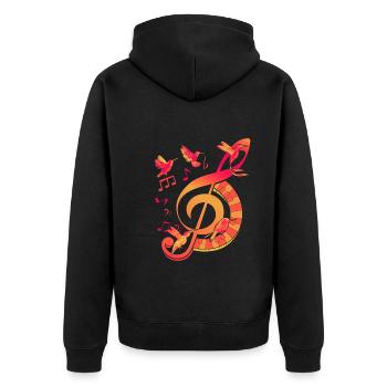 Violinschlüssel Geschenkidee Musik Notenschlüssel - Unisex Premium Bio Zip Hoodie - Schwarz - Hinten - Nico (187cm)