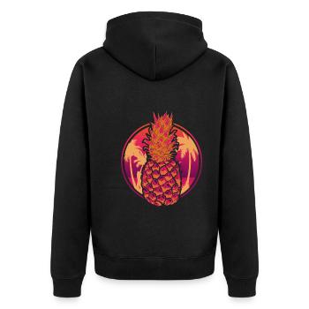 Summer Holiday Gift Fruit Tropical Pineapple - Unisex Premium Organic Zip Hoodie - black - Back - Nico (187cm)
