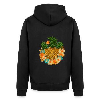 Summer Fruit Tropical Fruit Pineapple - Unisex Premium Organic Zip Hoodie - black - Back - Nico (187cm)