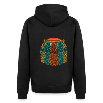 Summer Holiday Gift Fruit Tropical Pineapple - Unisex Premium Organic Zip Hoodie - black - Back - Nico (187cm)