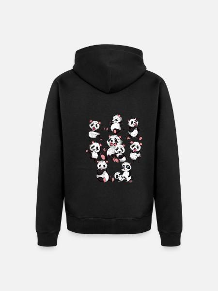 Panda - Unisex Premium Bio Zip Hoodie - Schwarz