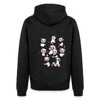 Pandabär - Unisex Premium Bio Zip Hoodie - Schwarz - Hinten - Nico (187cm)