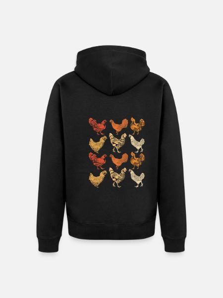 Huhn - Unisex Premium Bio Zip Hoodie - Schwarz