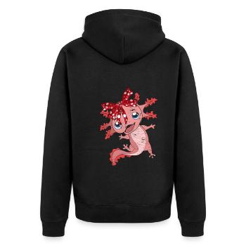 Axolotl - Unisex Premium Bio Zip Hoodie - Schwarz - Hinten - Nico (187cm)