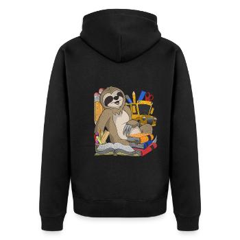 Enrolment Animal Gift Primary School Sloth - Unisex Premium Organic Zip Hoodie - black - Back - Nico (187cm)