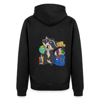 Enrolment Animal Gift Primary School Raccoon - Unisex Premium Organic Zip Hoodie - black - Back - Nico (187cm)