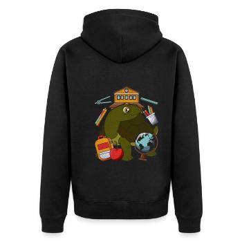 Enrolment Animal Gift Primary School Turtle - Unisex Premium Organic Zip Hoodie - black - Back - Nico (187cm)