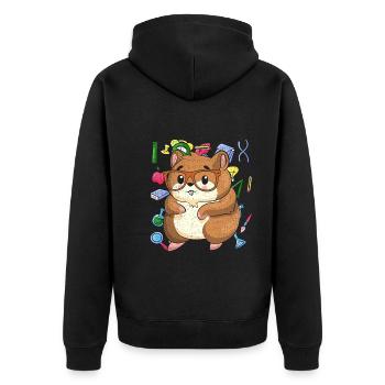 Enrolment Animal Gift Primary School Hamster - Unisex Premium Organic Zip Hoodie - black - Back - Nico (187cm)