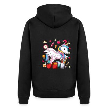 Ecole Motif Motif Ecole Ecole Débutants Licorne - Veste à capuche bio Premium Unisexe - noir - Dos - Nico (187cm)