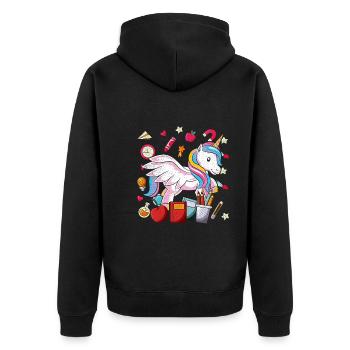 Enrolment Animal Gift Primary School Einhorn - Unisex Premium Organic Zip Hoodie - black - Back - Nico (187cm)