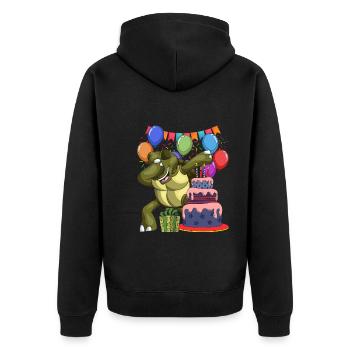 Birthday Party Gift Animal Dabbing Turtle - Unisex Premium Organic Zip Hoodie - black - Back - Nico (187cm)