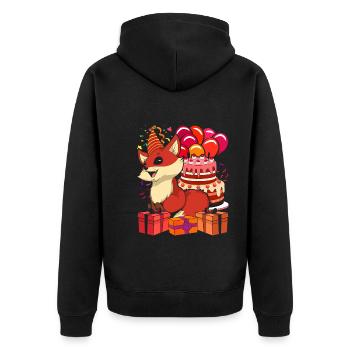 Cadeau de fête d’anniversaire Animal Fox - Veste à capuche bio Premium Unisexe - noir - Dos - Nico (187cm)