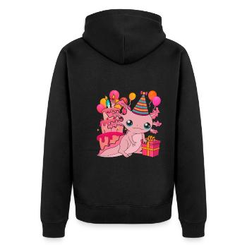 Fête d’anniversaire Cadeau Animal Axolotl - Veste à capuche bio Premium Unisexe - noir - Dos - Nico (187cm)