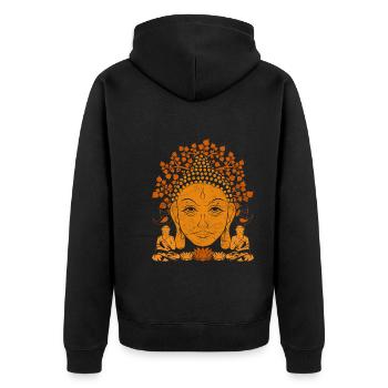 Buddha - Unisex Premium Bio Zip Hoodie - Schwarz - Hinten - Nico (187cm)