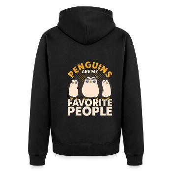 Lustige Geschenkidee Tiermotiv Pinguin - Unisex Premium Bio Zip Hoodie - Schwarz - Hinten - Nico (187cm)