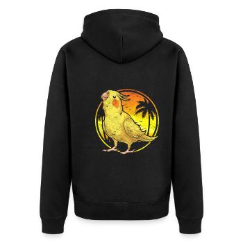 Tropischer Vogel Sommer Geschenk Nymphensittich - Unisex Premium Bio Zip Hoodie - Schwarz - Hinten - Nico (187cm)