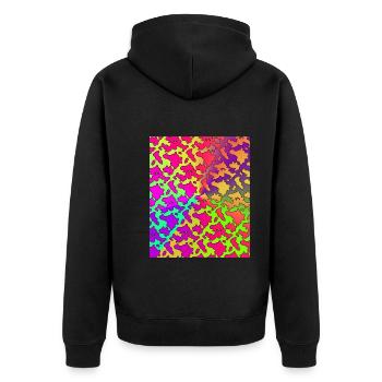 Buntes Kuh Muster Kuhflecken Kuh Geschenk Kuh - Unisex Premium Bio Zip Hoodie - Schwarz - Hinten - Nico (187cm)
