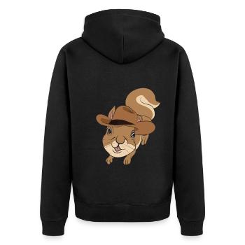 Animal Lover Cowboy Gift Squirrel - Unisex Premium Organic Zip Hoodie - black - Back - Nico (187cm)